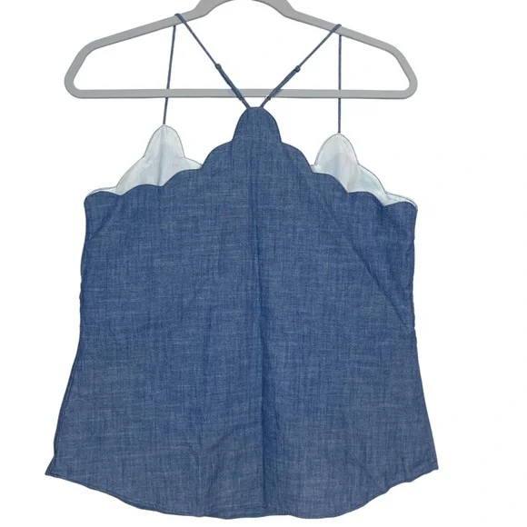 J.Crew Re-Imagined Blue Chambray Scallop Trim Cami Top 6 NWT - Picture 5 of 10